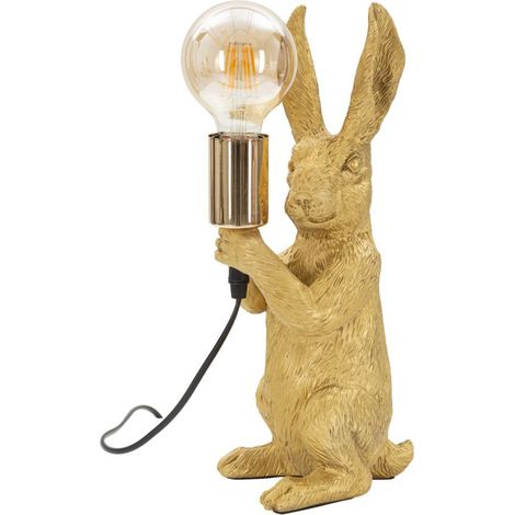 Lampada da tavolo Rabbit in resina dorata con lampadina Edison
