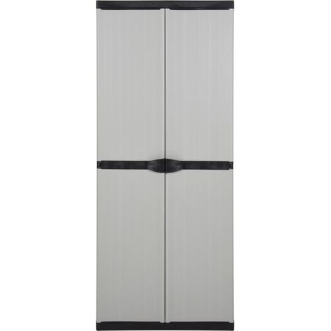 GBLY Garten-Lagerschrank mit 3 Böden Grau & Schwarz 68x40x168 cm (1/5)