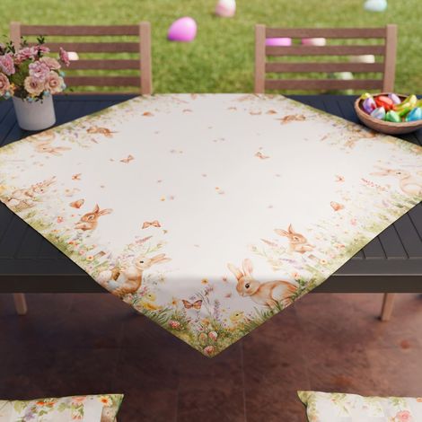 Centre de Table de Pâques 90x90 cm, Tissu en Microfibre Anti-Tache, Élégant et Lavable, Décoration Élégante pour Paques, 100% Fabriqué en Italie (1/3)