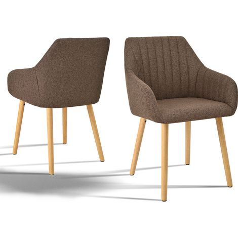 Goeurvant Minimalistische Esszimmerstühle mit bequemer Rückenstütze, ergonomischen Armlehnen und stabilen Holzbeinen - 2er Set – Dunkelbraun