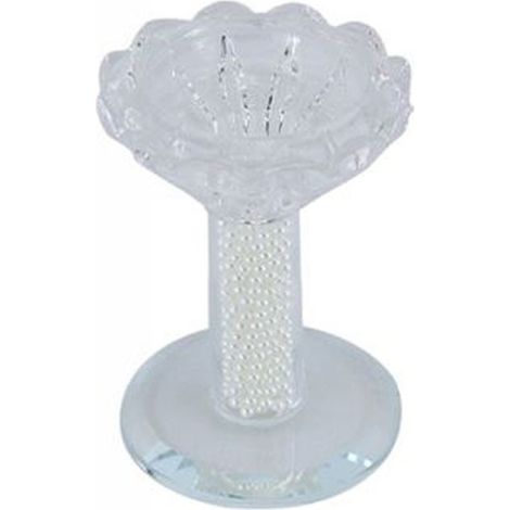 TrAdE Shop Traesio - Porta Candela Vetro Perle Candeliere Idea Regalo Bomboniera Cristallo 8.5x5.8 Cm - (1/3)