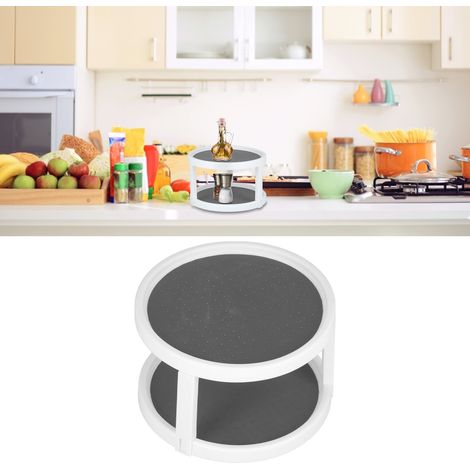 Plateau tournant de rangement antidérapant et rotatif multifonctionnel pour placard, étagère à épices rotative pour cuisine, simple ou double niveau, petit format. (1/5)