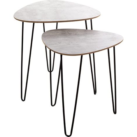 HAKU Möbel Set di 2 tavolini cemento, nero, MDF, metallo - Dim. L 40/48 cm x A 43/48 cm x P 40/48 cm, Stile Moderno (1/4)