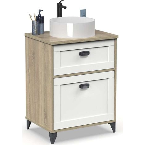 Mueble de baño con lavabo cerámico Toscana acabado color cambrian/blanco, 80cm(alto) 61cm(ancho) 47cm(largo) (1/5)
