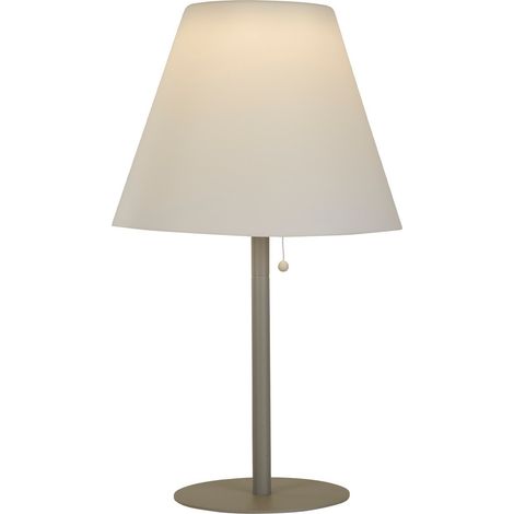 Searchlight Venice Lampe de table d'extérieur en métal argenté et abat-jour blanc