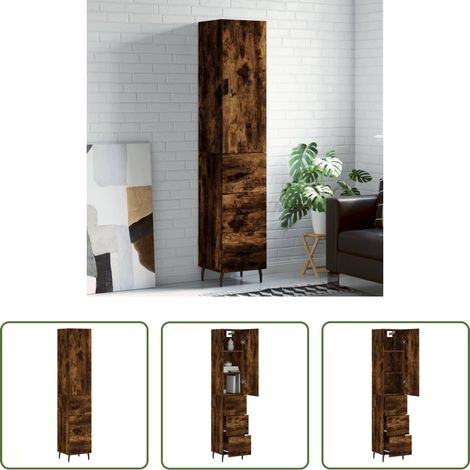 Holzschrank - Highboard Räuchereiche 34,5x34x180 cm Holzwerkstoff (1/5)