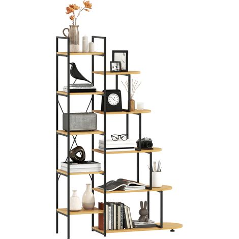 HOMCOM - Étagère de rangement - Panneau de particules - 111.5x32x170cm - Bois naturel (1/5)