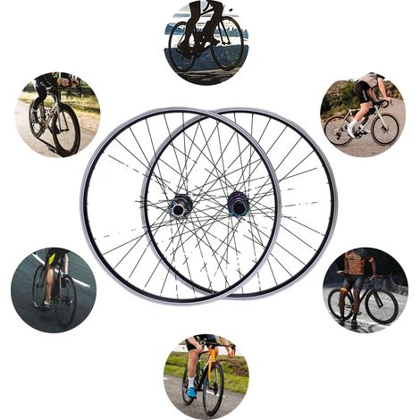 Ruedas para bicicleta de montaña, aleación de aluminio, mayor velocidad, negras. (1/2)