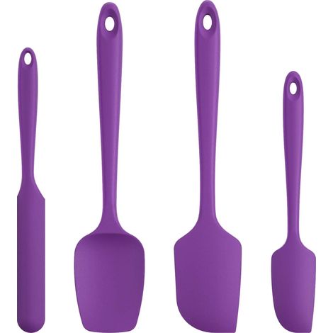 Lot de 4 Spatules Silicone Mauve - Maryse Pâtisserie Résistante 315℃ Sans BPA Antiadhésive Ustensiles Cuisine