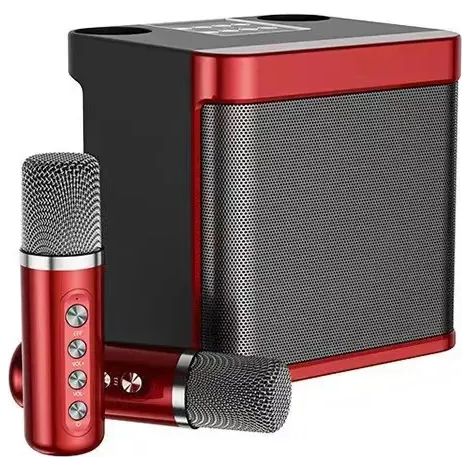 Enceinte Bluetooth (noire et rouge) avec double microphone sans fil (1/5)