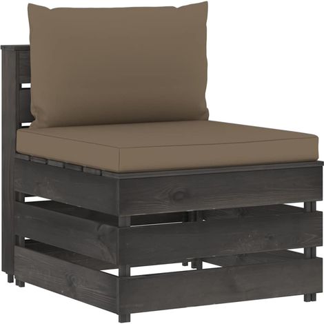 Canapé central sectionnel-Sofa avec coussins Bois imprégné de gris 606099 (1/5)