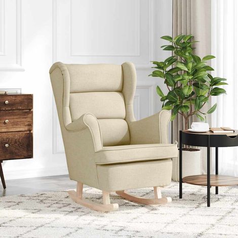 vidaXL Silla mecedora de tela crema 74x90x102 cm (1/5)