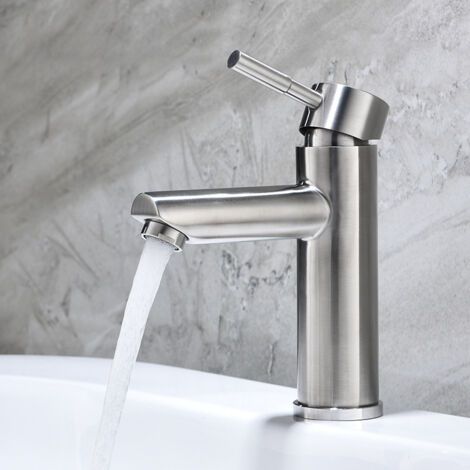 BUNTHAUS Robinet Lavabo Evier, Monocommande Mitigeur Lavabo en Acier Inoxydable 304, Design Moderne de Mitigeur Salle Bain, Chaude et Froide Réglable (1/3)
