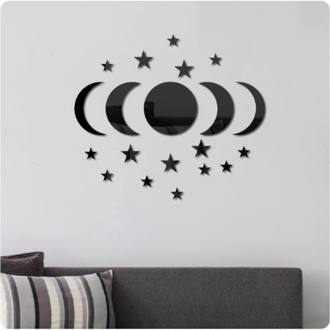 20 Pièces Autocollants Muraux Lune Et Étoile, Autocollants Muraux Décoratifs, Autocollants Muraux Miroir, Autocollants Muraux Décoratifs En Acrylique (1/5)