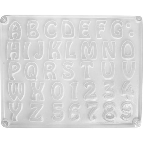 RAYHER 36014000, Stampo per lettere/numeri, 37 motivi, circa 2 – 3 cm, dimensioni 23,2 x 18,3 cm (1/2)