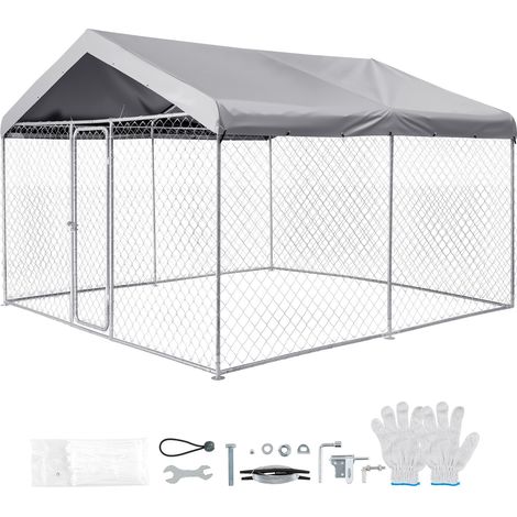 Mophorn Großer Hundezwinger 3x3x2,15m mit Sicherheitsschloss, Outdoor-Hundehaus mit UV- und wasserabweisender Dachabdeckung, Robustes Gehege für Hunde (1/5)