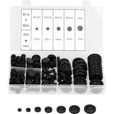 Lot de 200 rondelles métalliques avec œillet en caoutchouc,étanches à la poussière, isolantes et ignifuges,pour la protection des câbles de 7 à 25 mm
