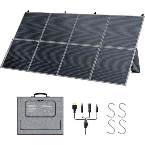 Panneaux Solaires Pliables 400W, Cellule Solaire Monocristalline, 41V Générateur Solaire avec Multi-contact, Compatible avec La Plupart des Centrales Électriques, pour le Camping,Randonnée,RV (1/5)