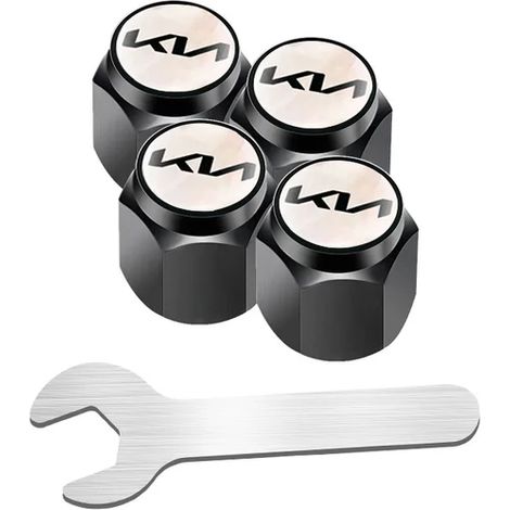 (Aa-Noir) Bouchons de valve de roue de voiture avec clé, compatibles avec RIO Seltos Optima Soul Sportage Sorento K3 K5 K7 KX3 Ceed Stonic. Accessoires inclus. (1/5)
