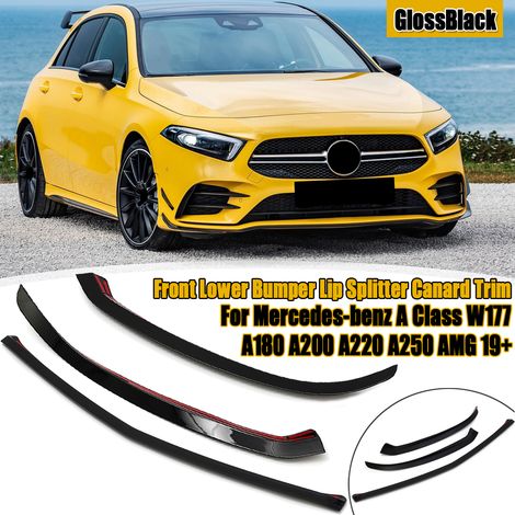 Unterer vorderer Splitter für Mercedes-Benz A-Klasse W177 A180 A200 A220 A250 AMG 19+ (Schwarz glänzend)