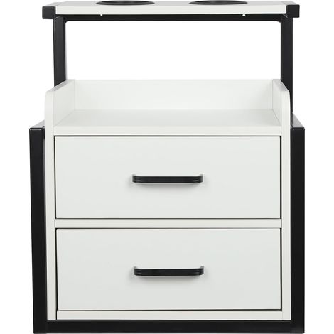 Armoire murale de salon avec 2 tiroirs, montage mural, style moderne, noir et blanc, capacité de charge 50 kg, 40 x 30 x 48 cm, Pour spas, salons de coiffure et de barbier, salles de bain, chambre (1/5)