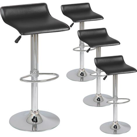 TARAN - Lot de 4 Tabourets de Bar Simili Noir (1/2)