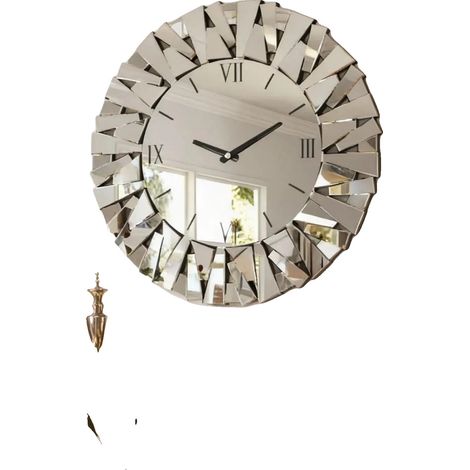 Reloj de pared, diseño redondo grande, marco con borde biselado, 80x80cm (1/5)