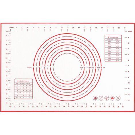Rutschfeste Backmatte aus 100 % Silikon mit Messmatte, Teigausrollmatte, Tortenbodenmatte 16" x 24" (1/5)