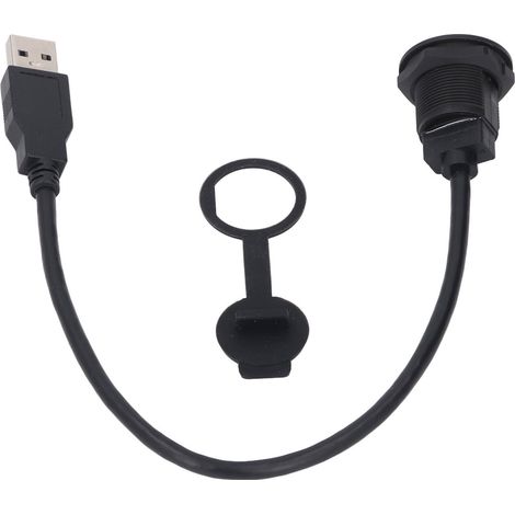 Câble USB 3.0 encastré pour voiture, longueur 30 cm, raccord fileté femelle-mâle, montage sur panneau (1/5)