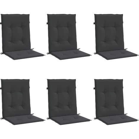 vidaXL Garden Lowback Chair Cushions 6 pcs Black 100x50x3 cm Oxford Fabric