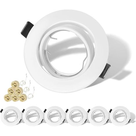 Spots encastrables GU10 Cadre Set de 6, Spots LED 230V pivotants en acier inoxydable brossé Spots encastrables ronds Spots de plafond y compris douille pour GU10 LED halogène (1/5)