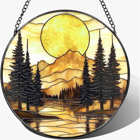 Attrape-soleil en vitrail suspendu, décoration murale intérieure élégante, cadeau Noël pendaison, diamètre : 9 cm (1/4)