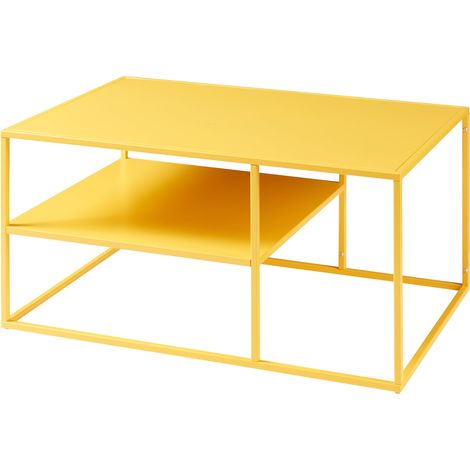 Table basse console d'appoint salon rectangulaire 45 x 90 x 60 cm jaune (1/4)