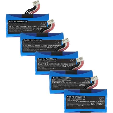 vhbw 5x batería compatible con Kiosk AQSI5 escáner códigos de barra, TPV (2600 mAh, 7,4 V, Li-Ion)