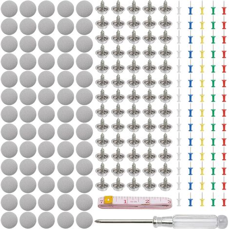 65 Pcs Car Roof Repair Rivets, Universal Car Headliner Pins, Reinforced Base, with 65 Positioning Pins for Buttons, 1 Measuring Tape and 1 Screwdriver (1/5)