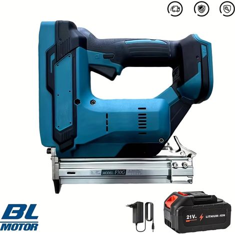 Pistolet à clous électrique sans fil Brushless – Agrafeuse-cloueuse pour travail du bois et ameublement, 1 batterie Li-Ion incluse, compatible Makita 18V