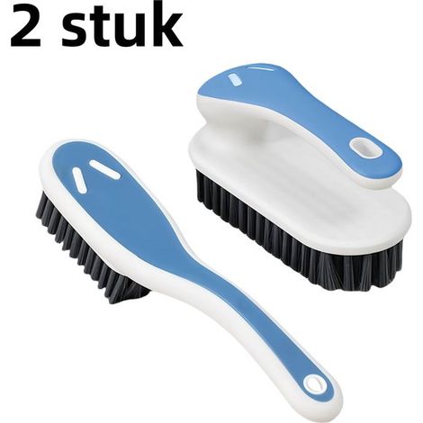 Lot de 2 brosses de nettoyage multifonctions – Brosse à chaussures, vêtements et ménage à poils souples – Nettoyage sans abîmer les tissus – Bleu (1/5)