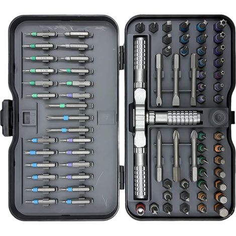 Kit de tournevis à cliquet Cliquet Manuel Magnétique Multi- Kit de tournevis à rochet Pour montage meubles, réparation électronique, appareils électroménagers, projets de (1/5)