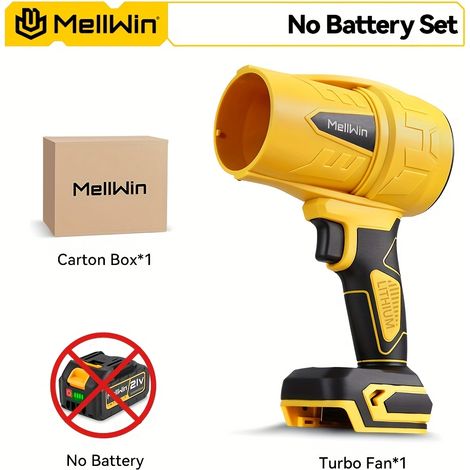 Souffleur de Feuilles Turbine Sans Balais – Appareil Portable pour Jardin, Pelouse & Voiture. Corps Nu Vendu SANS BATTERIE ni Chargeur (Sans Batterie). Moteur Brushless Puissant. (1/5)