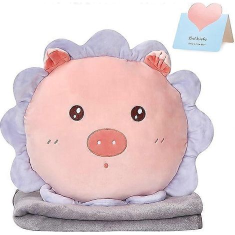 Schweinchenkissen mit bequemer Decke, weiches Plüschkissen, niedliches Stofftierkissen, Kinder, Jungen, Mädchen, Weihnachts-, Geburtstags- und Schlafgeschenk (1/5)
