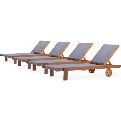 Sdraio in legno esotico "Saïgon" - Maple - Grigio - Set di 4