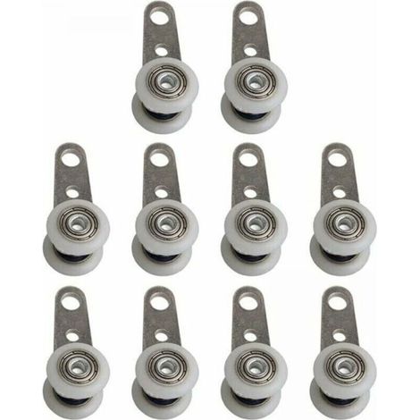 Lot De 10 Roulettes Pour Baies Vitrées Ou Portes Coulissantes En Métal Et En Plastique 4 X 1,9 Cm (1/4)