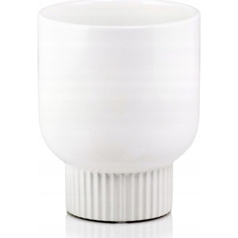 Pot de fleurs en céramique, rond, cannelé, calice, blanc, 13 cm (1/2)