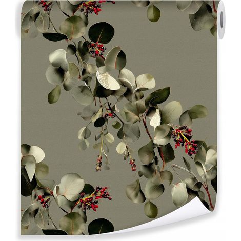 Papier peint feuilles abstrait vintage sur molleton mur salon chambre  coucher (1/3)