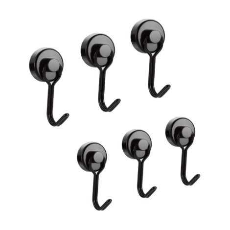 Starker 14-kg-Magnethaken, schwarzer Neodym-Kühlschrankmagnet, drehbarer Magnethaken, Magnethaken für Küche, Geschirrtuch, Tafel, 6 Stück (1/4)