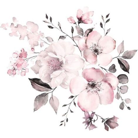 1 pcs Stickers muraux vintage FLEUR en rose pâle (30X30cm) I autocollant sticker mural plantes printemps nature I Décor pour salon chambre cuisine couloir chambre d'enfant (1/4)