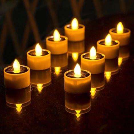 Candele solari, impermeabili e senza fiamma, con una calda luce ambrata tremolante, ideali per giardino, patio, lanterne e decorazioni fai da te. (1/5)