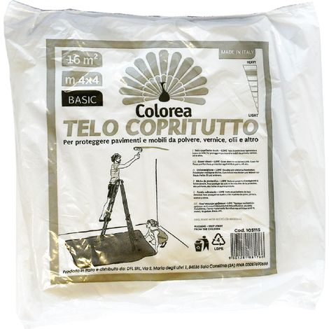 Telo Copritutto Multiuso Colorea 730 Gr Circa 25 Pezzi 4 X 4 Mt
