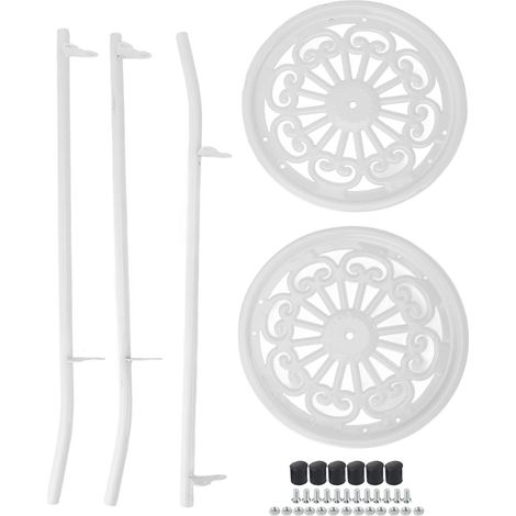 Support à plantes double couche de 50 cm, étagère à fleurs multifonctionnelle en fer, pour balcon, entrée, jardin, blanc. (1/5)