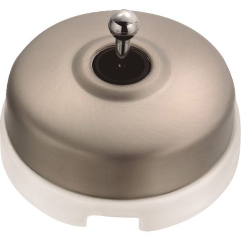 DIMBLER - Interrupteur Va & Vient Porcelaine Blanche Coque Nickel Satiné Réf. 60308513 (1/2)